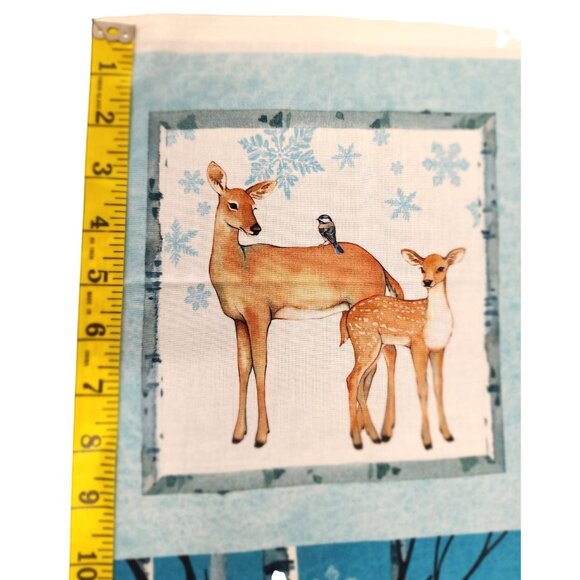 One Snowy Day Christmas Woodland Fabric Panel 24"x43" - Woodland Animals Scene - Picture 2 of 16